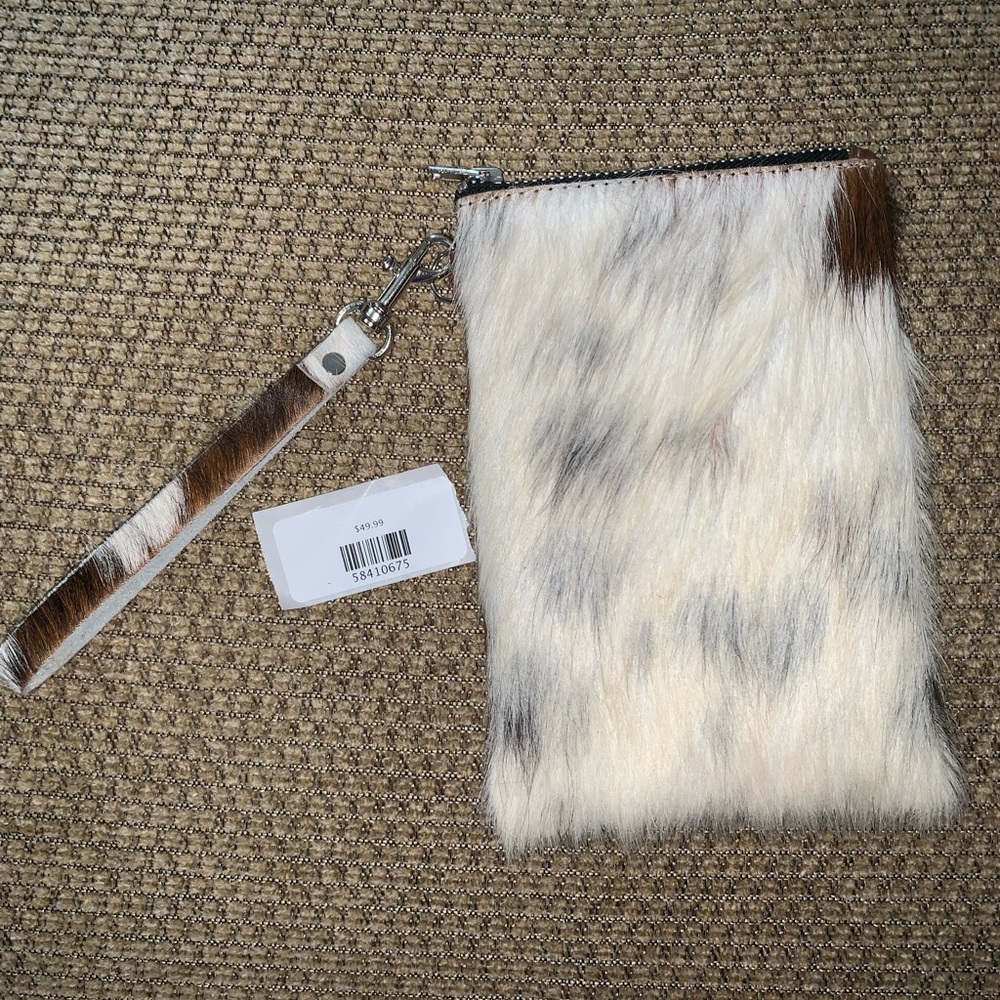 NEW Cow skin leather clutch purse wristlet